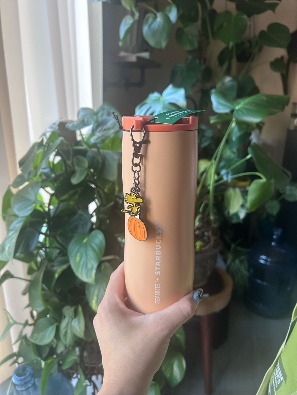Peanuts+Starbucks Orange Travel Tumbler with Pumpkin & Woodstock Charm